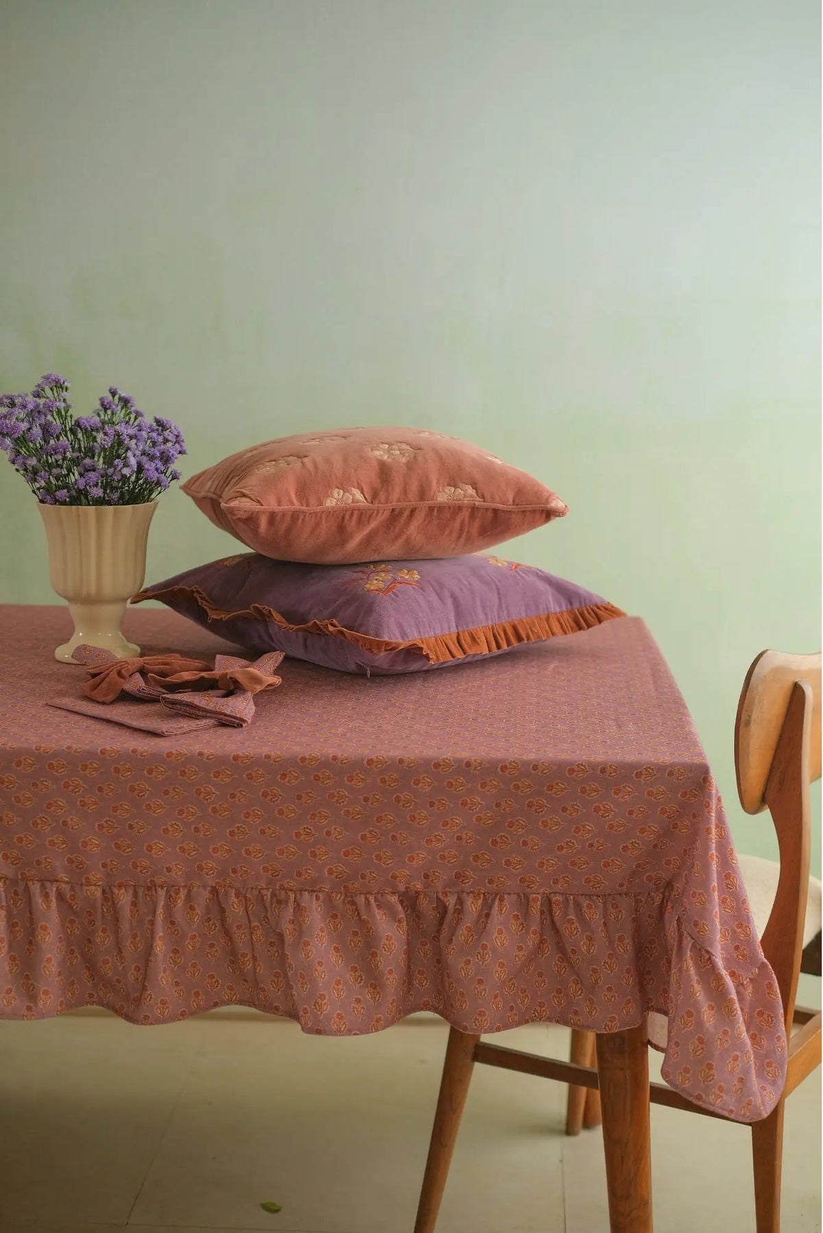 Lucia Dusty Rose Embroidered Velvet Cushion Cover SanctuaryLiving