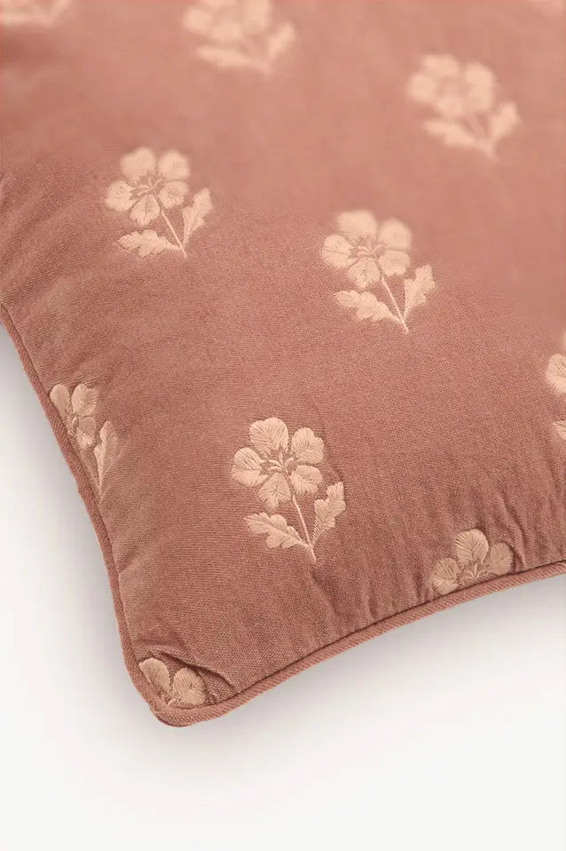 Lucia Dusty Rose Embroidered Velvet Cushion Cover SanctuaryLiving