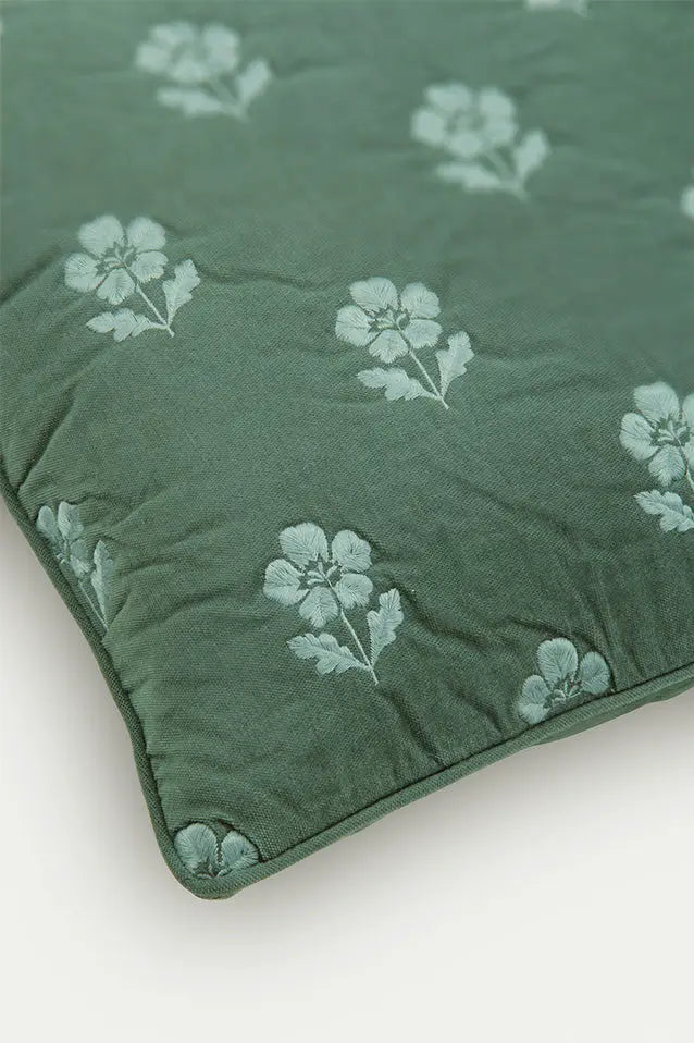Lucia Eucalyptus Embroidered Velvet Cushion Cover SanctuaryLiving