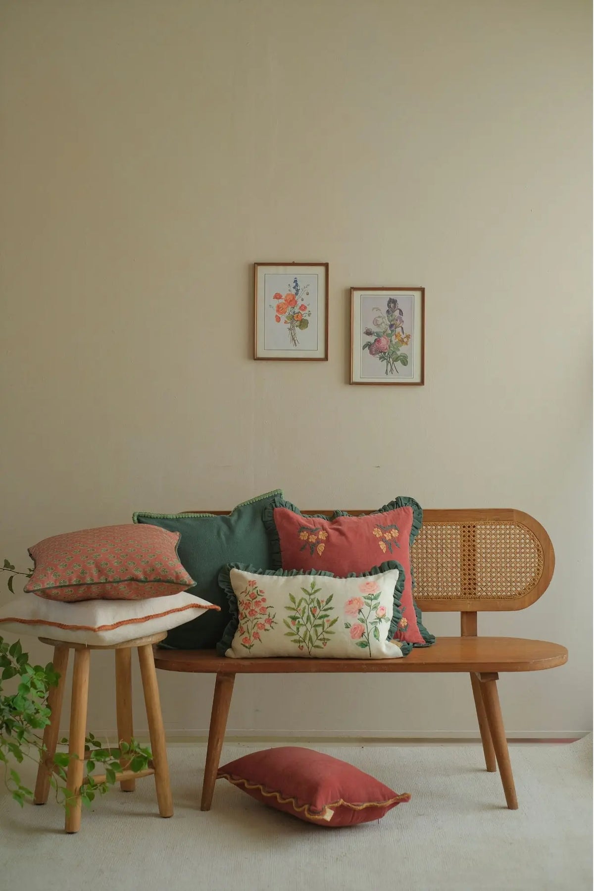 Aurora Scallop Carmine Embroidered Oblong Cushion Cover SanctuaryLiving