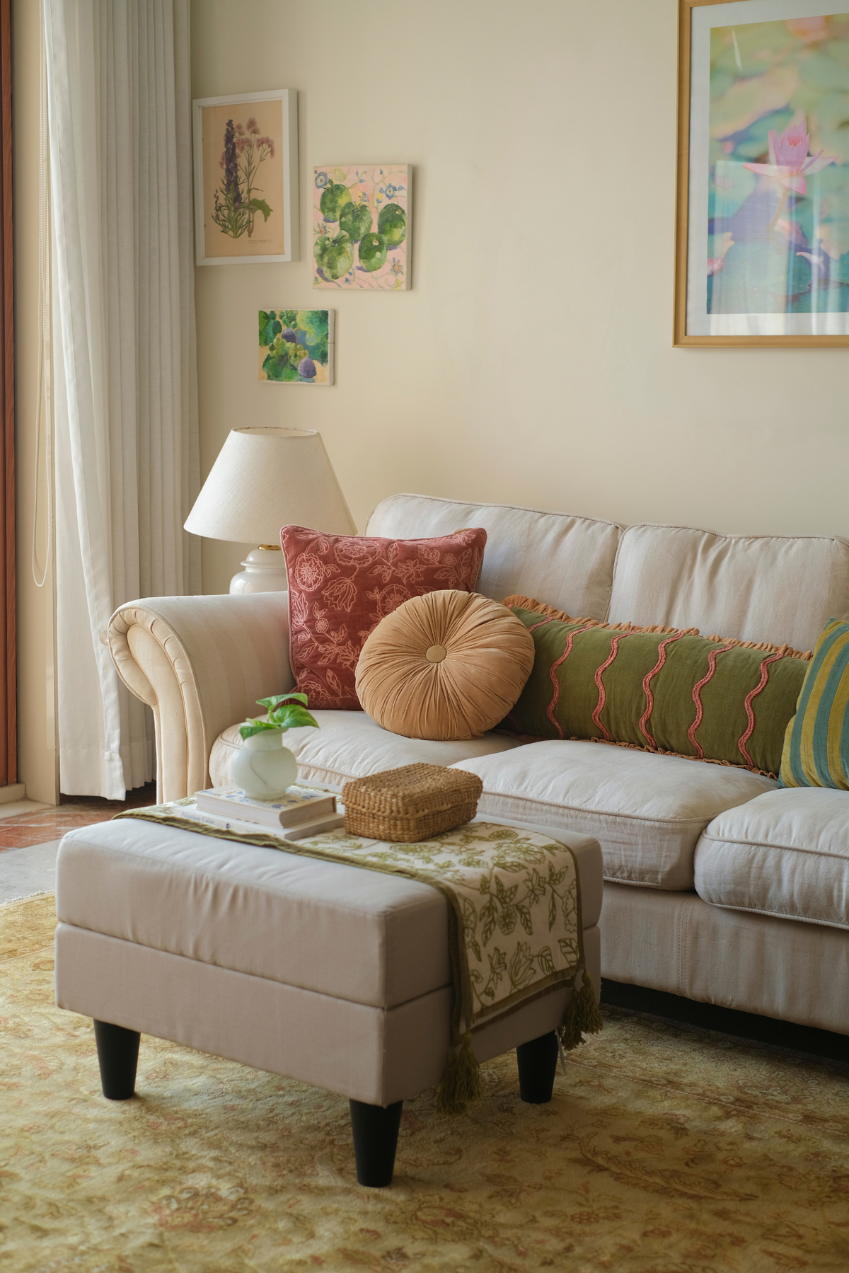 Aria Ruffle Forest Green Embroidered Lumbar Cushion Cover