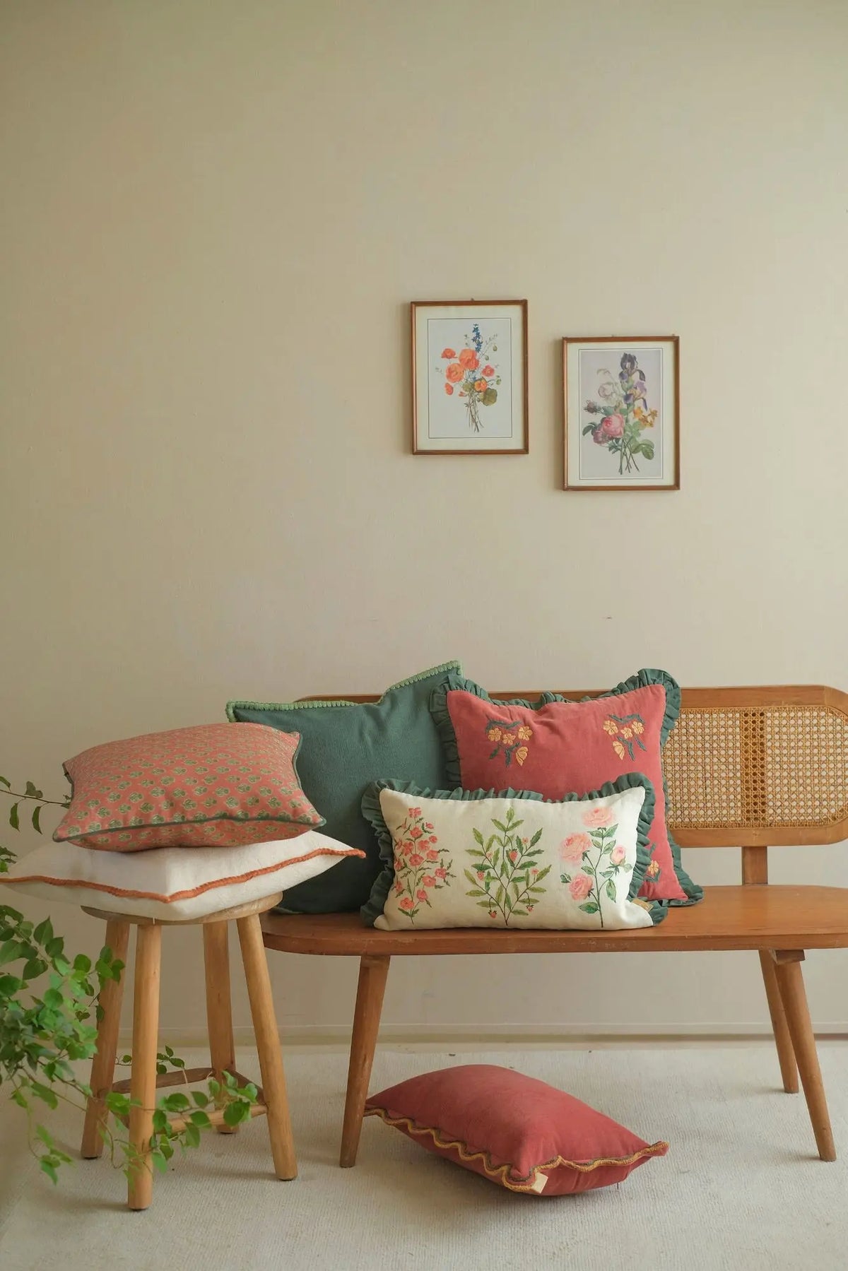 Sofia Amber Embroidered Cotton Cushion Cover SanctuaryLiving