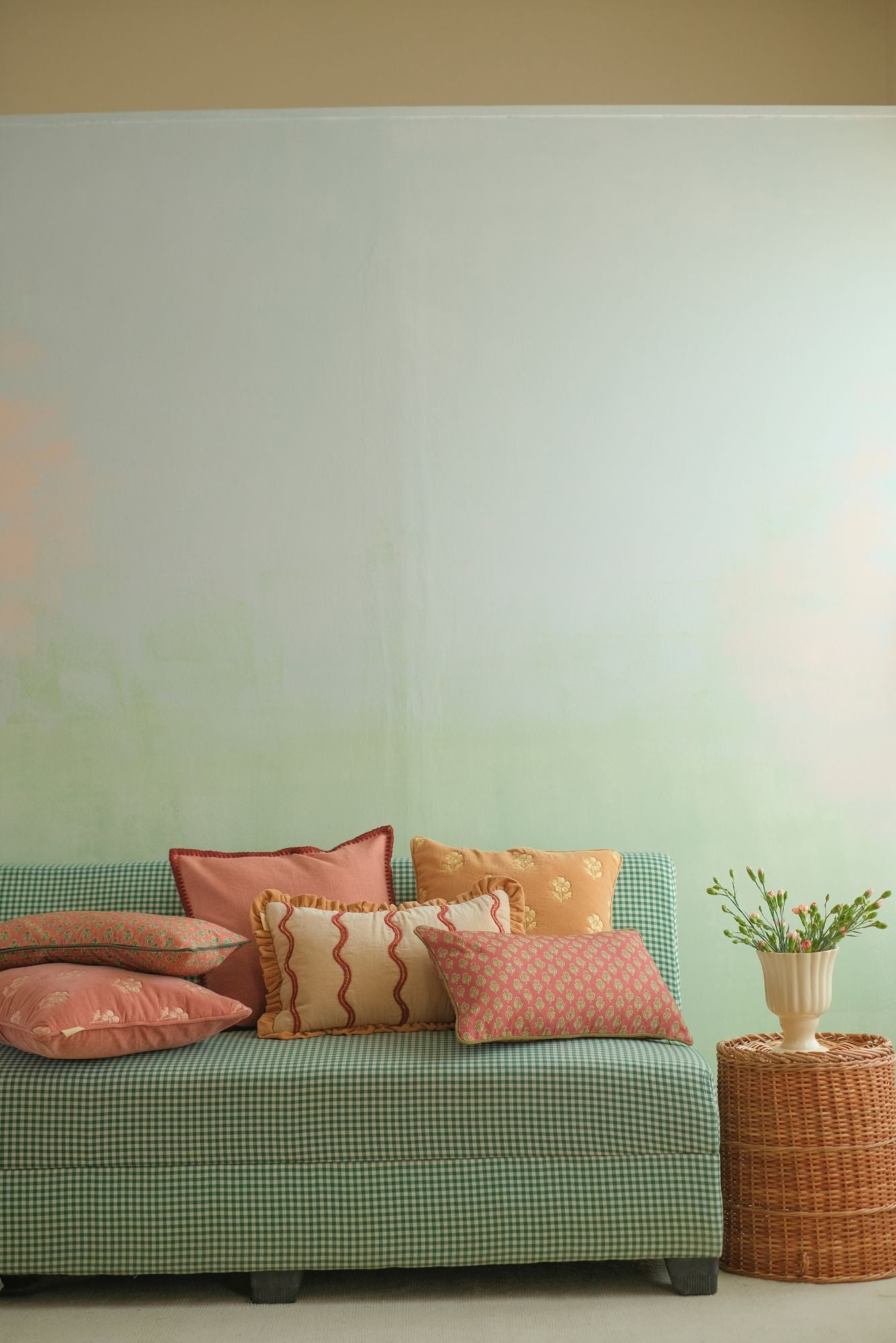 Sofia Dusty Rose Embroidered Cotton Cushion Cover