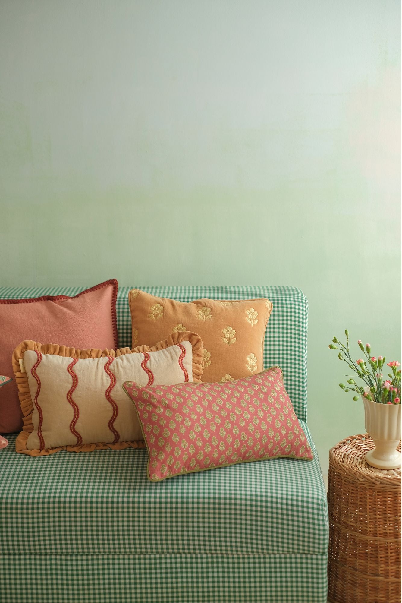 Sofia Dusty Rose Embroidered Cotton Cushion Cover