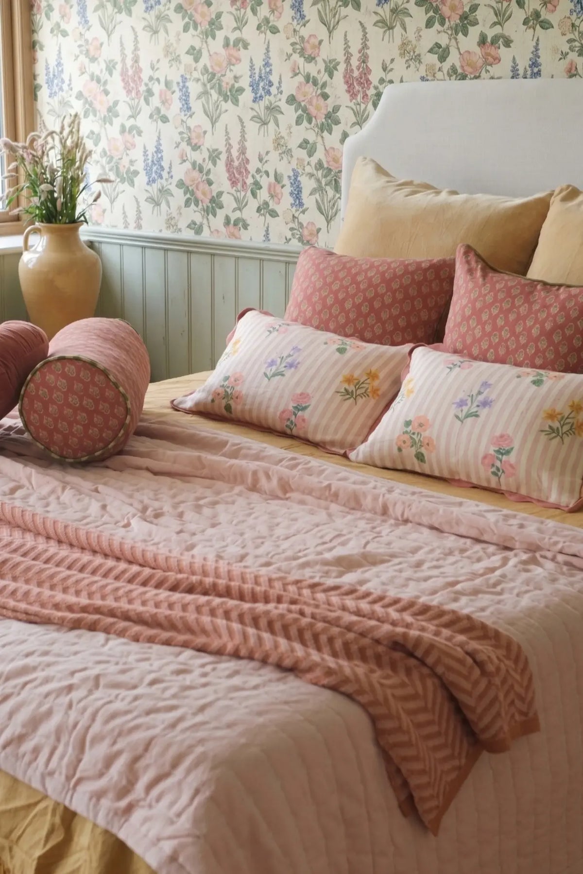 Viola Carmine Cotton Bolster Cover SanctuaryLiving