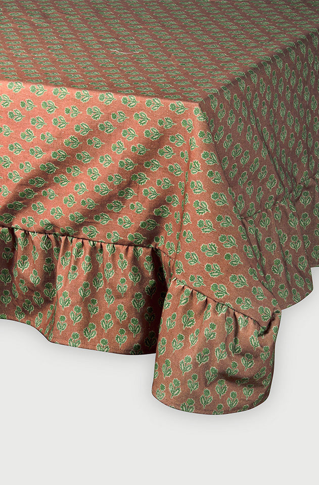Viola Ruffle Terracotta Cotton Table Cover