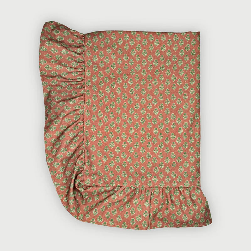 Viola Ruffle Terracotta Cotton Table Cover