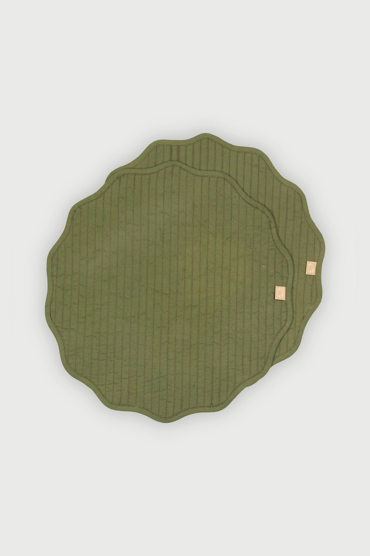 Viola Scallop Carmine Quilted Round Table Mats-Set of 2