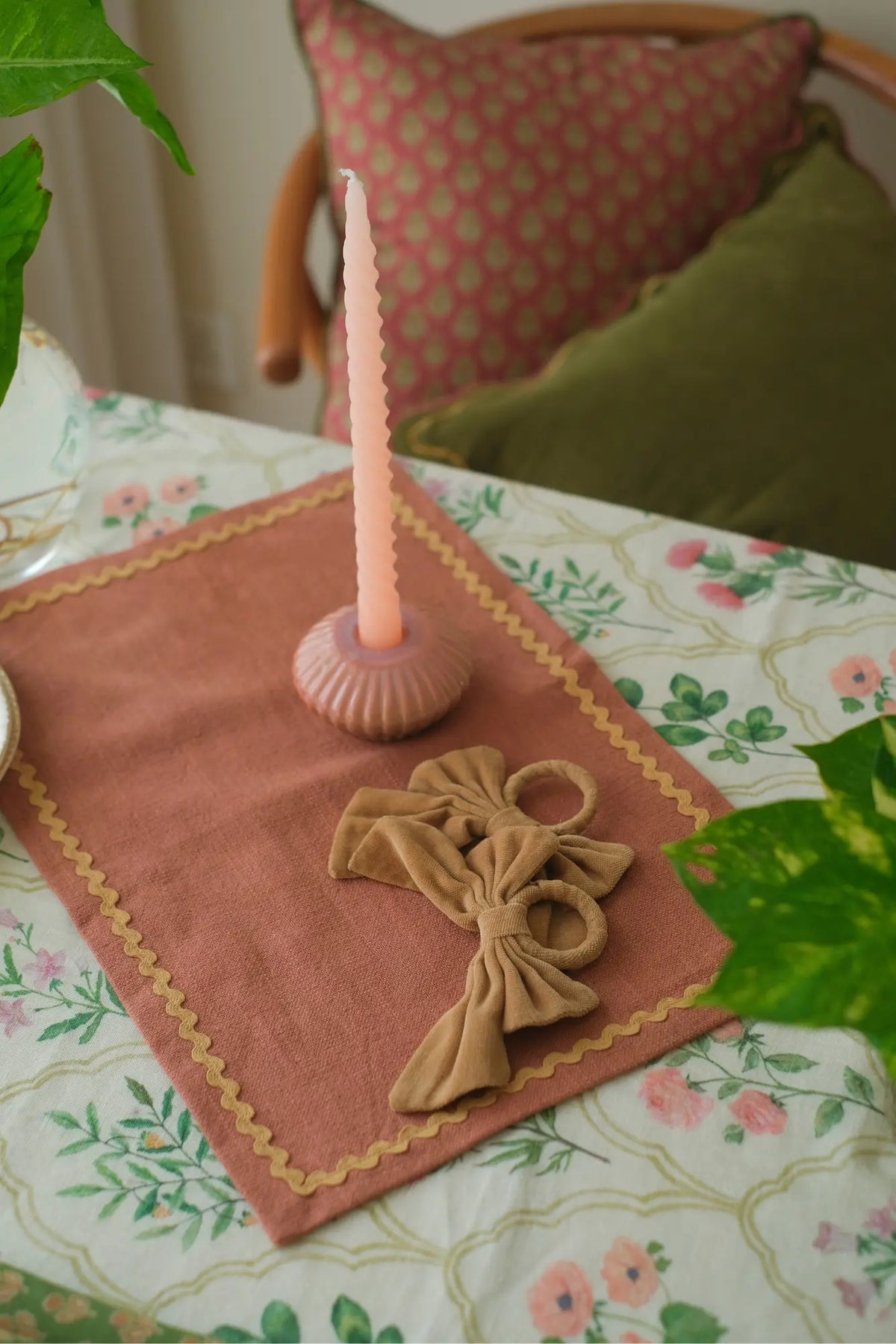 Clara Dusty Rose Cotton Table Mats-Set of 2 SanctuaryLiving