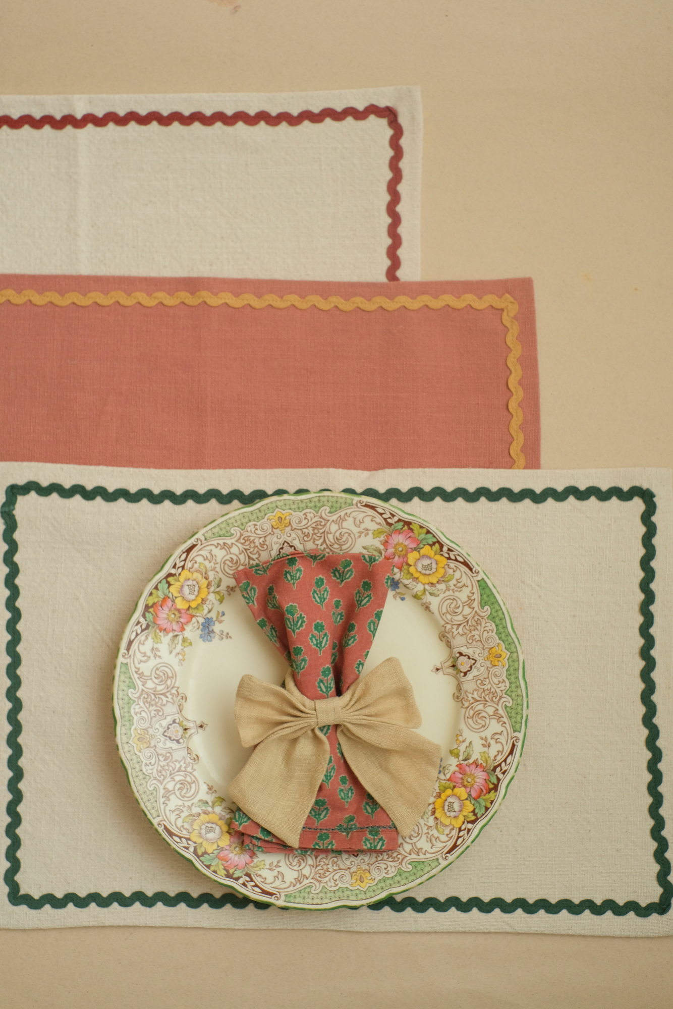 Clara Carmine Cotton Table Mats-Set of 2
