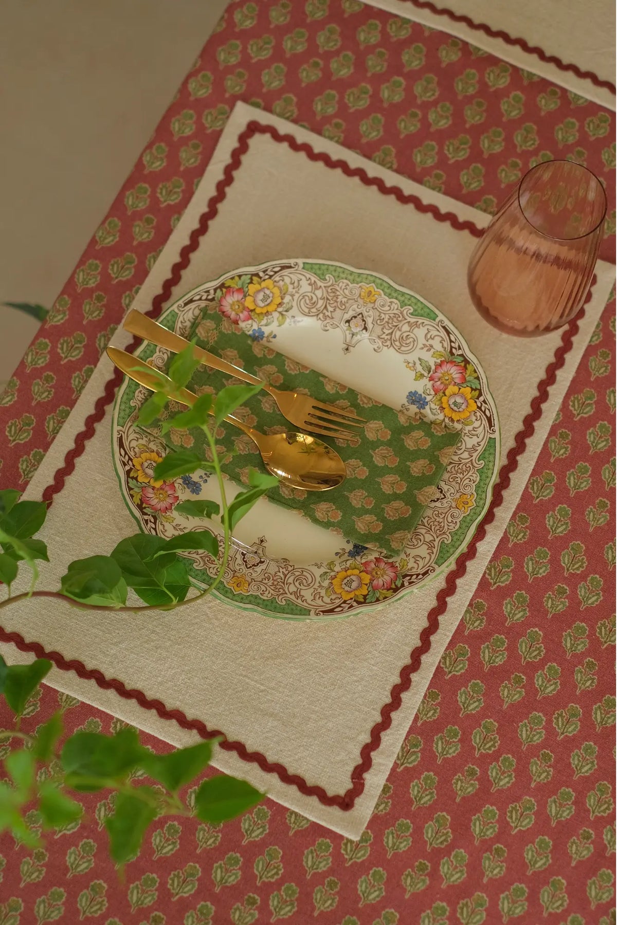 Clara Carmine Cotton Table Mats-Set of 2 SanctuaryLiving