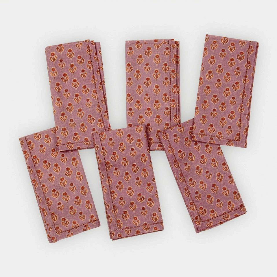 Viola Lavender Cotton Table Napkins-Set of 6