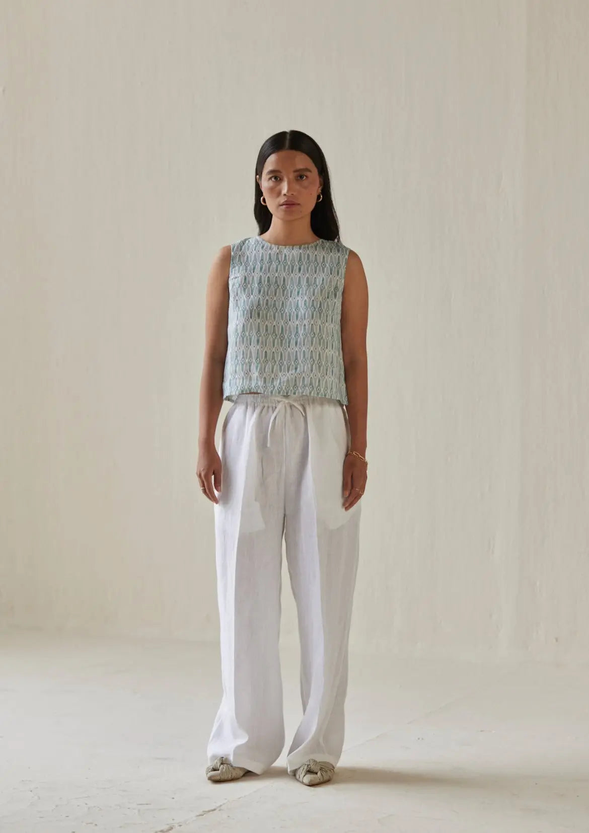 Sakura Mosaic Blue Boatneck Top SanctuaryLiving