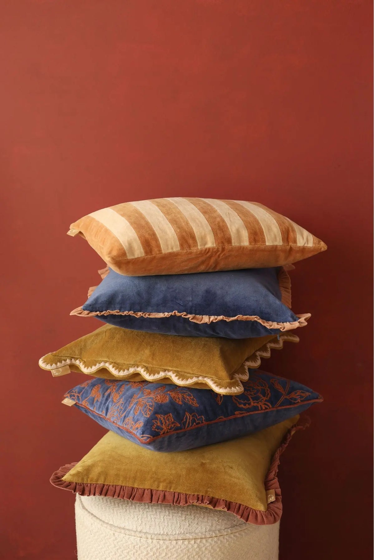 Jasper Ruffle Cobalt Blue Cushion Cover SanctuaryLiving