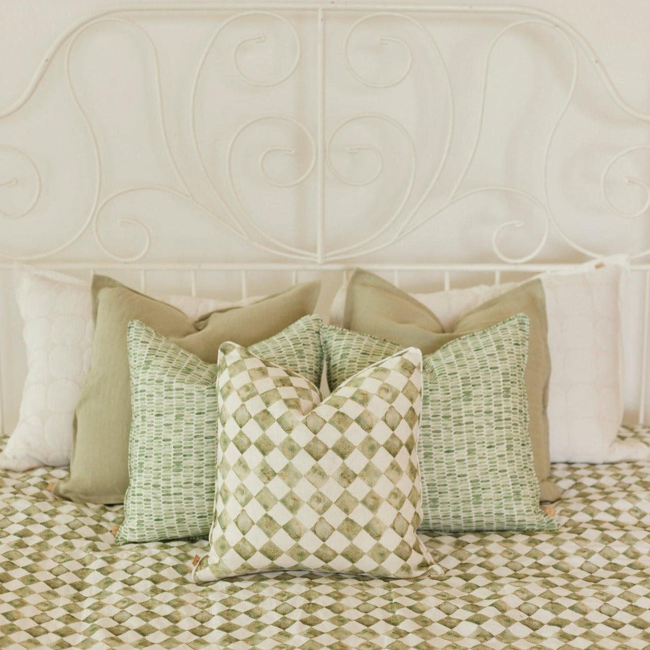 Speckle Green Linen Cushion Cover