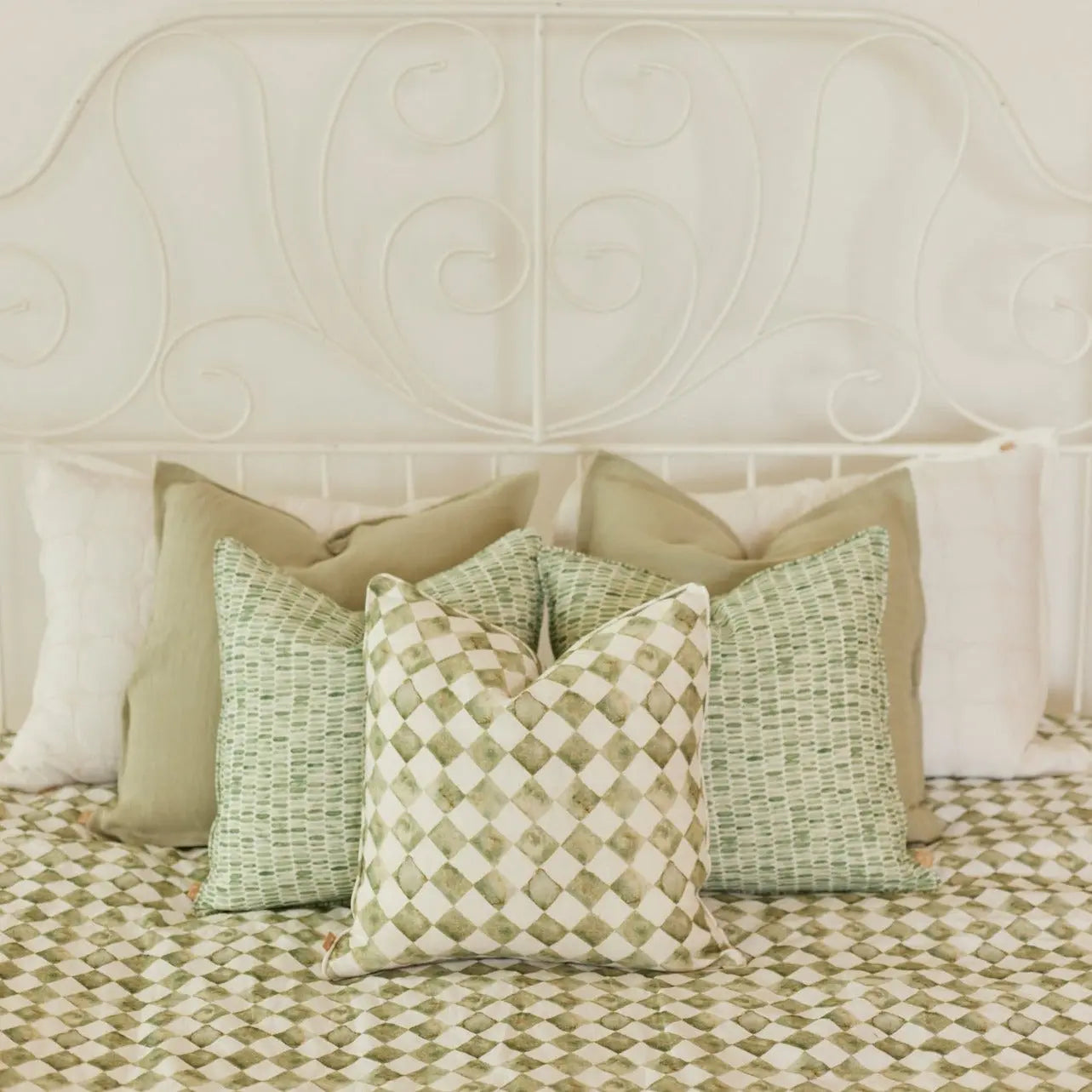 Speckle Green Linen Cushion Cover SanctuaryLiving