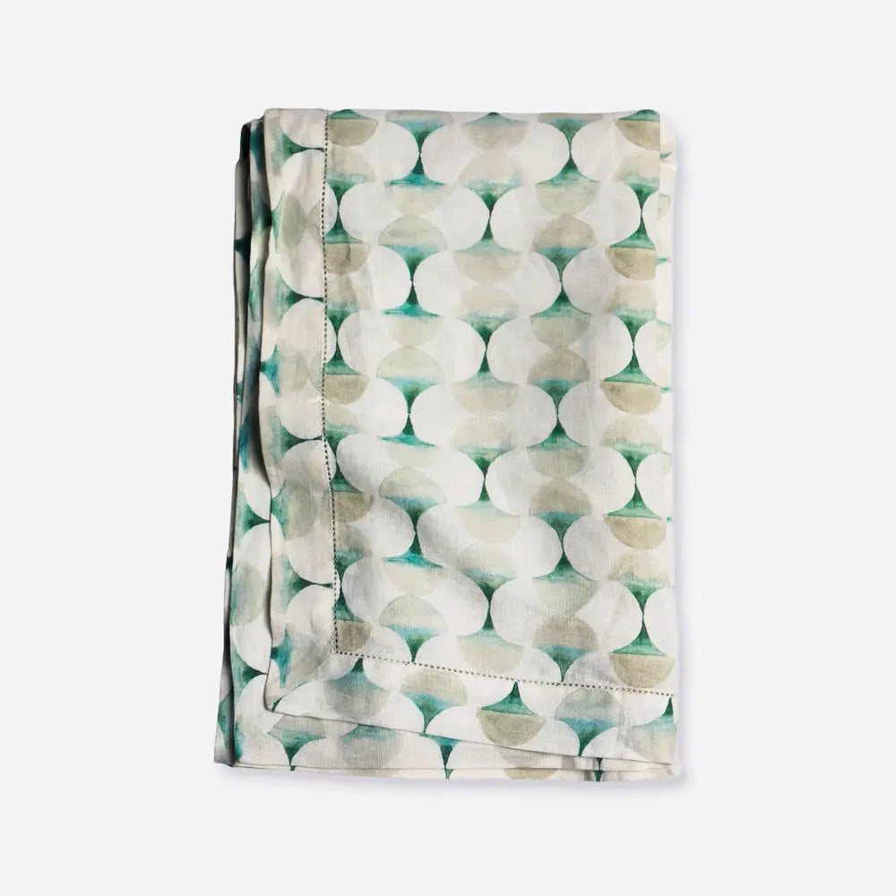 Cove Teal Linen Table Cover SanctuaryLiving