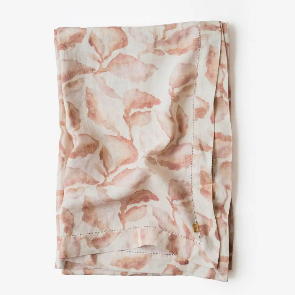 Cascade Blush Linen Table Cover SanctuaryLiving