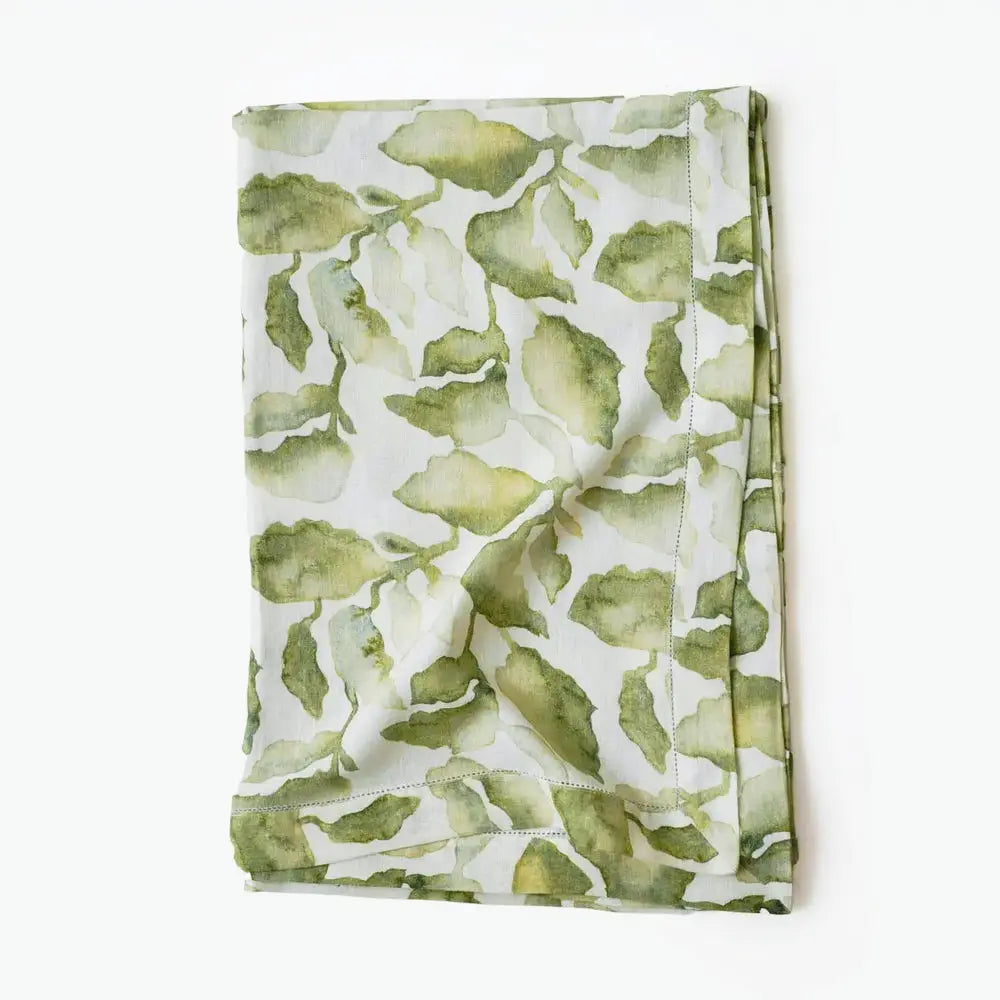 Cascade Green Linen Table Cover SanctuaryLiving