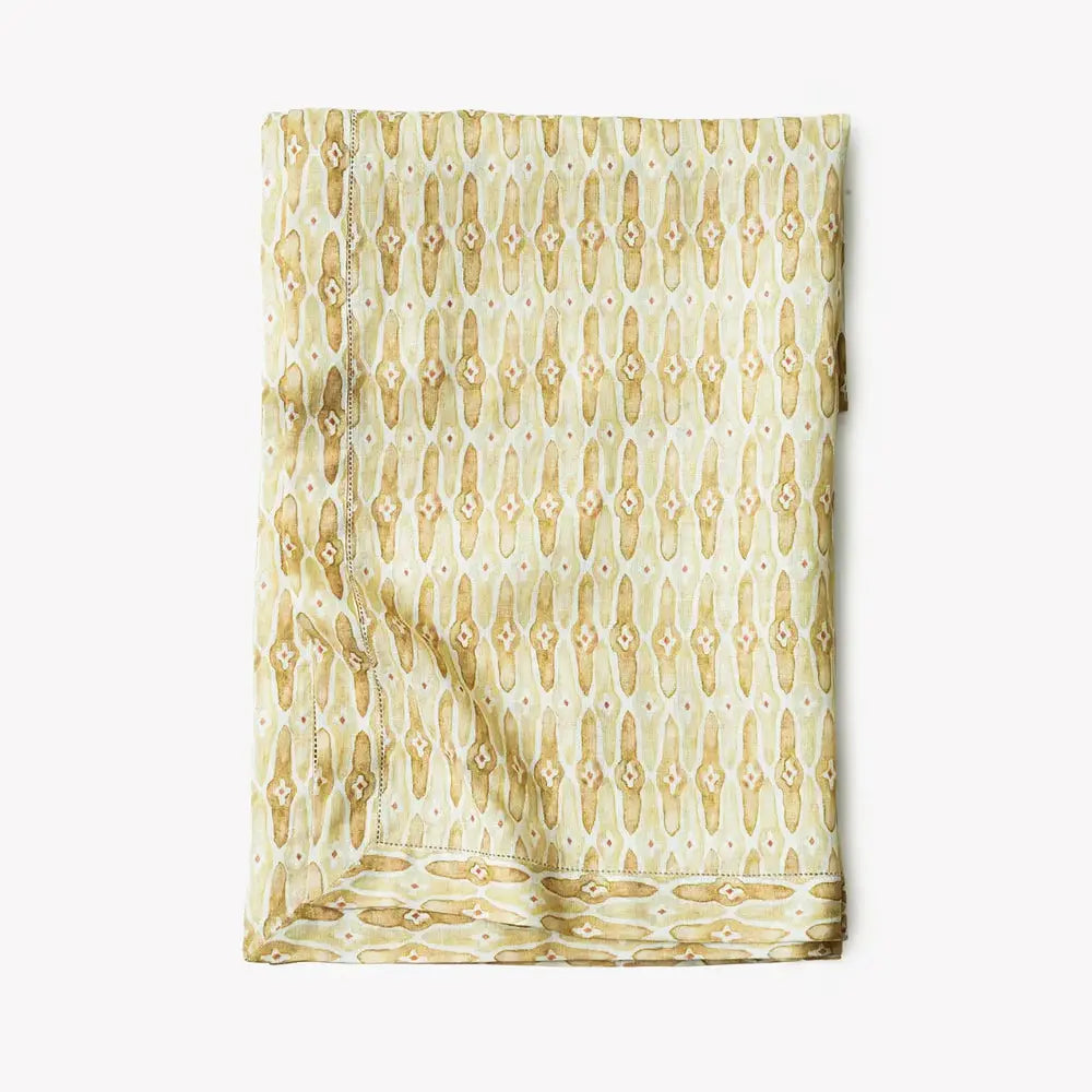 Mosaic Sand Linen Table Cover SanctuaryLiving
