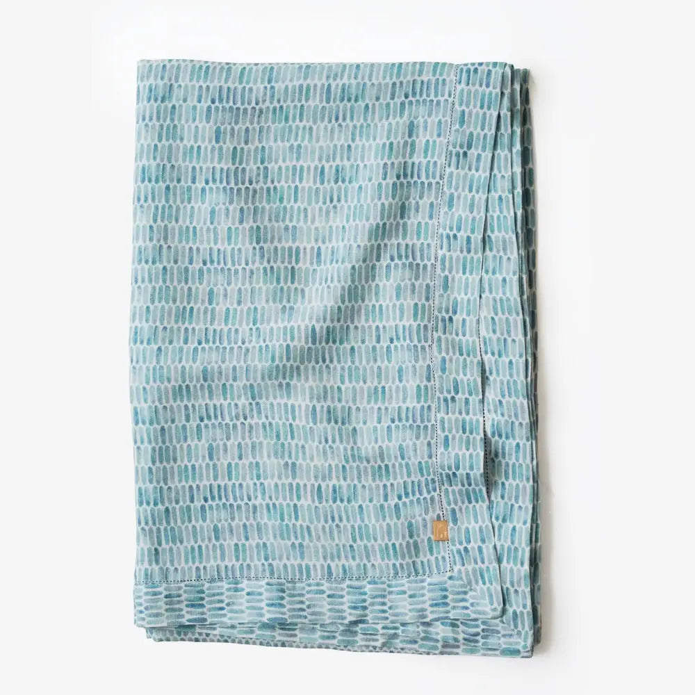 Speckle Blue Linen Table Cover SanctuaryLiving