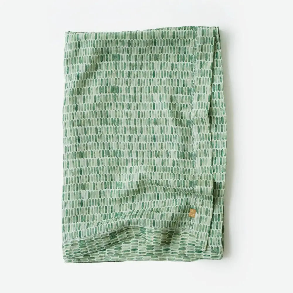 Speckle Green Linen Table Cover SanctuaryLiving