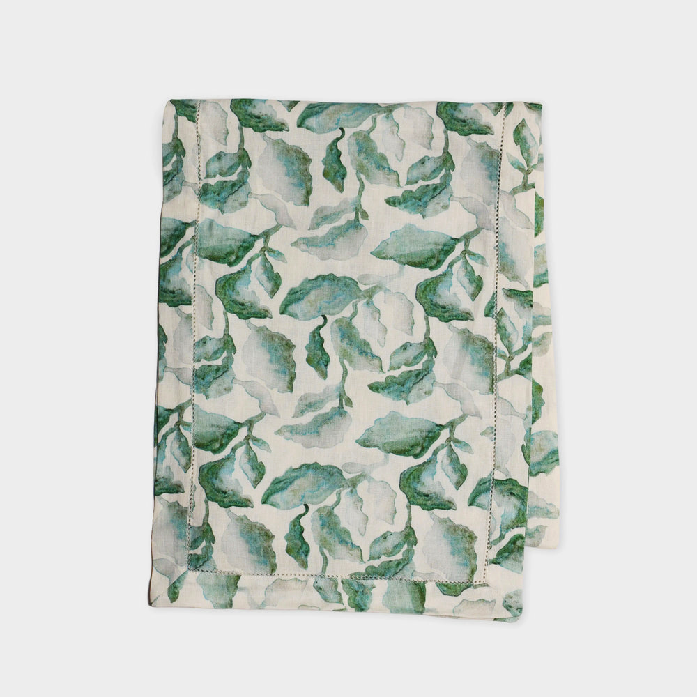 Cascade Teal Linen Table Runner