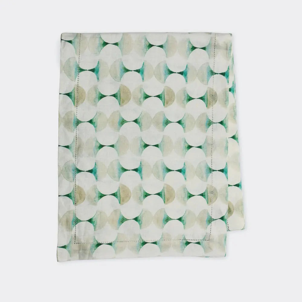 Cove Teal Linen Table Runner SanctuaryLiving