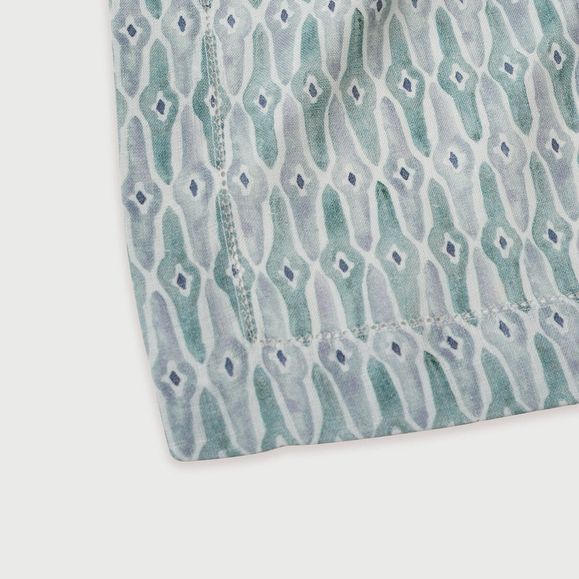 Mosaic Blue Linen Table Runner