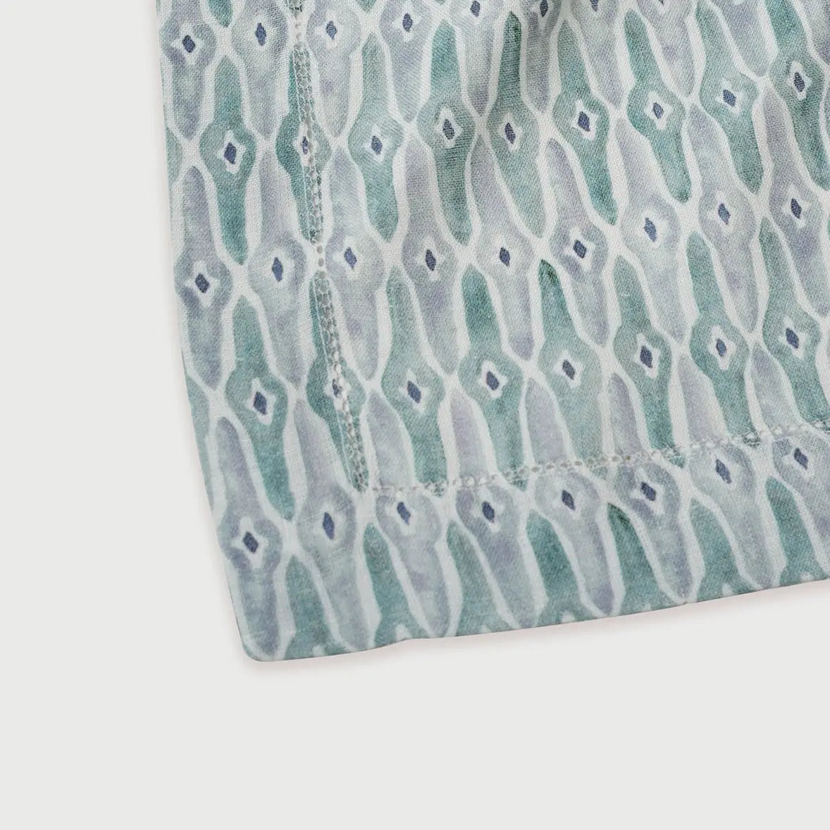 Mosaic Blue Linen Table Runner SanctuaryLiving