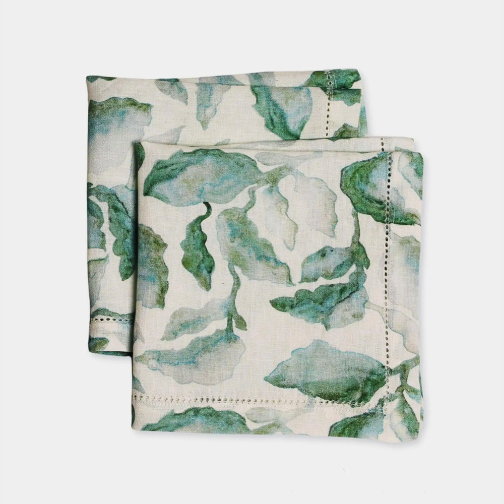 Cascade Teal Linen Table Napkins-Set of 2
