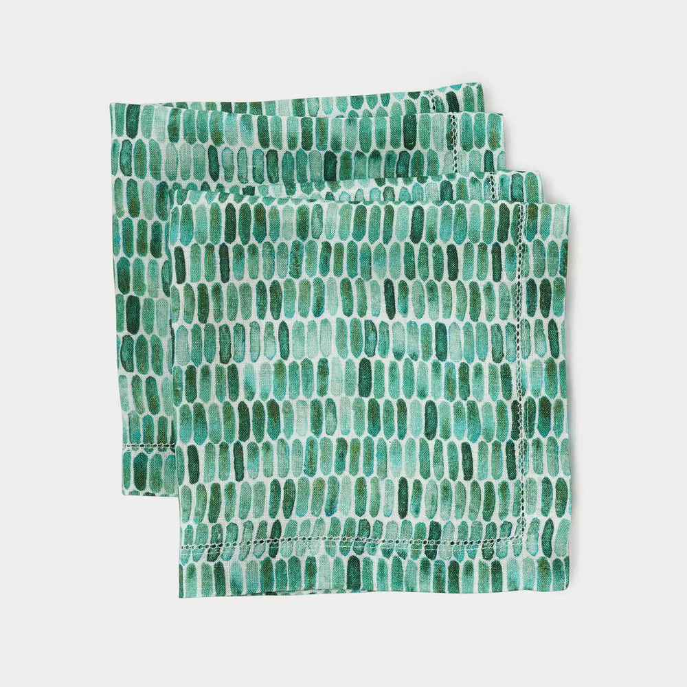 Speckle Teal Linen Table Napkins-Set of 2