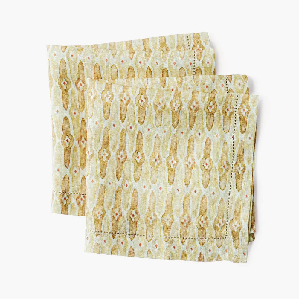 Mosaic Sand Linen Table Napkins-Set of 2