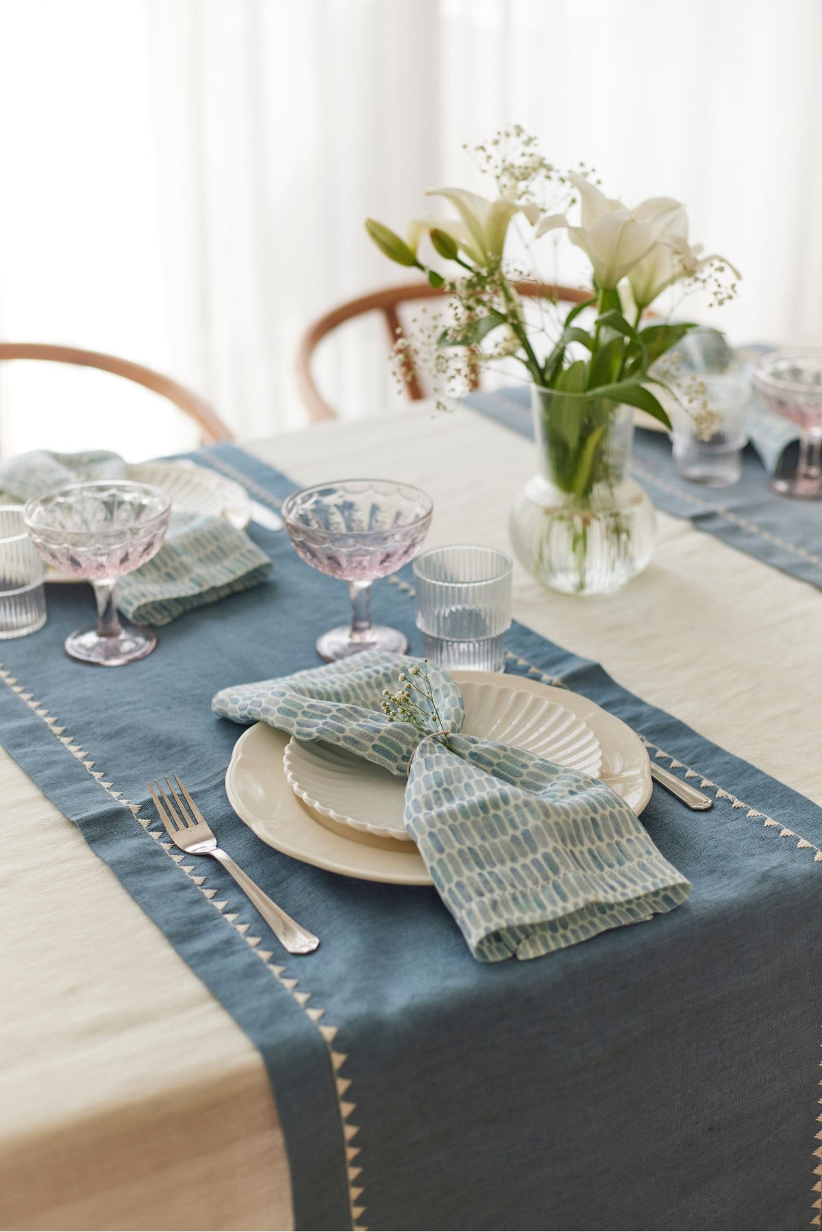 Speckle Blue Linen Table Napkins-Set of 2