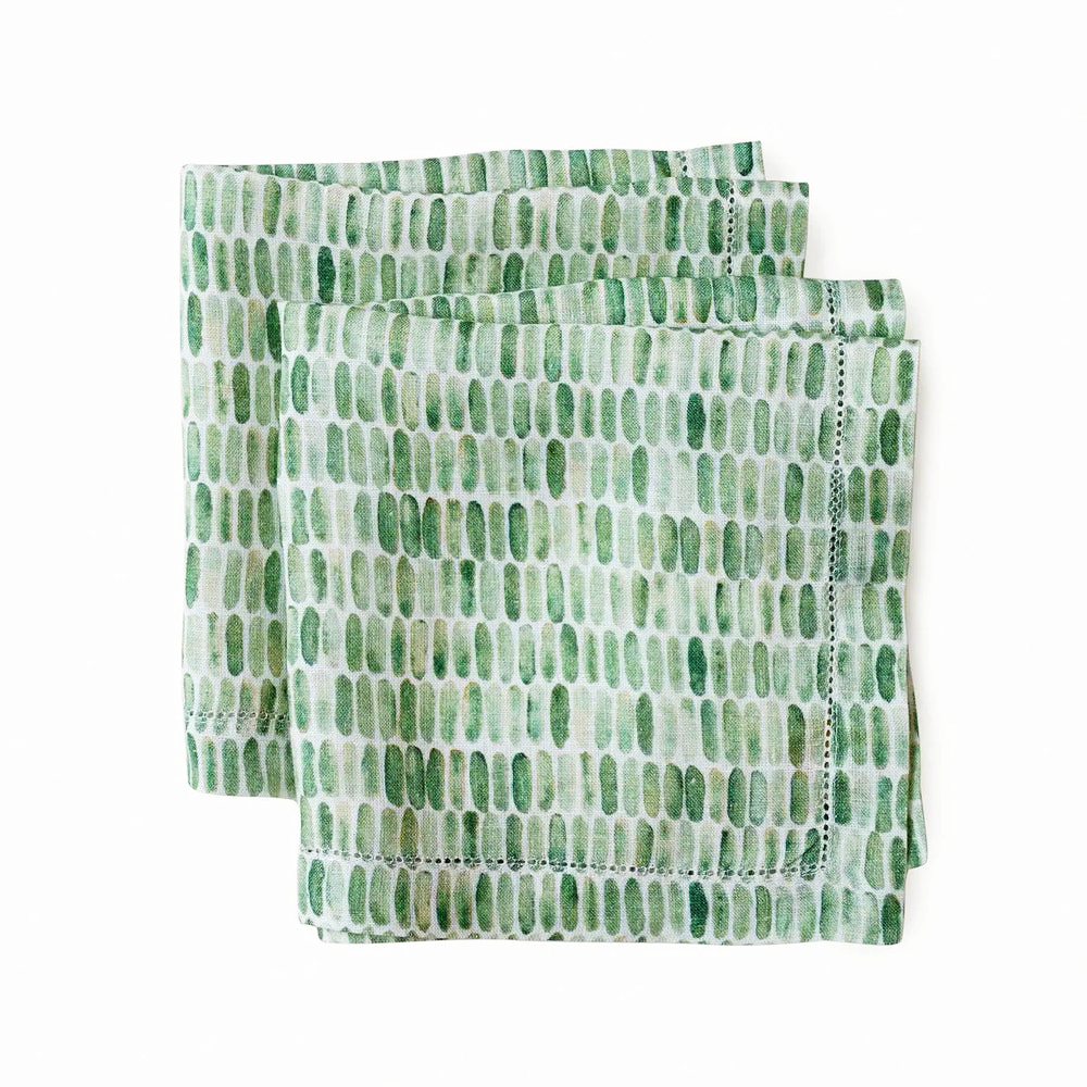 Speckle Green Linen Table Napkins-Set of 2