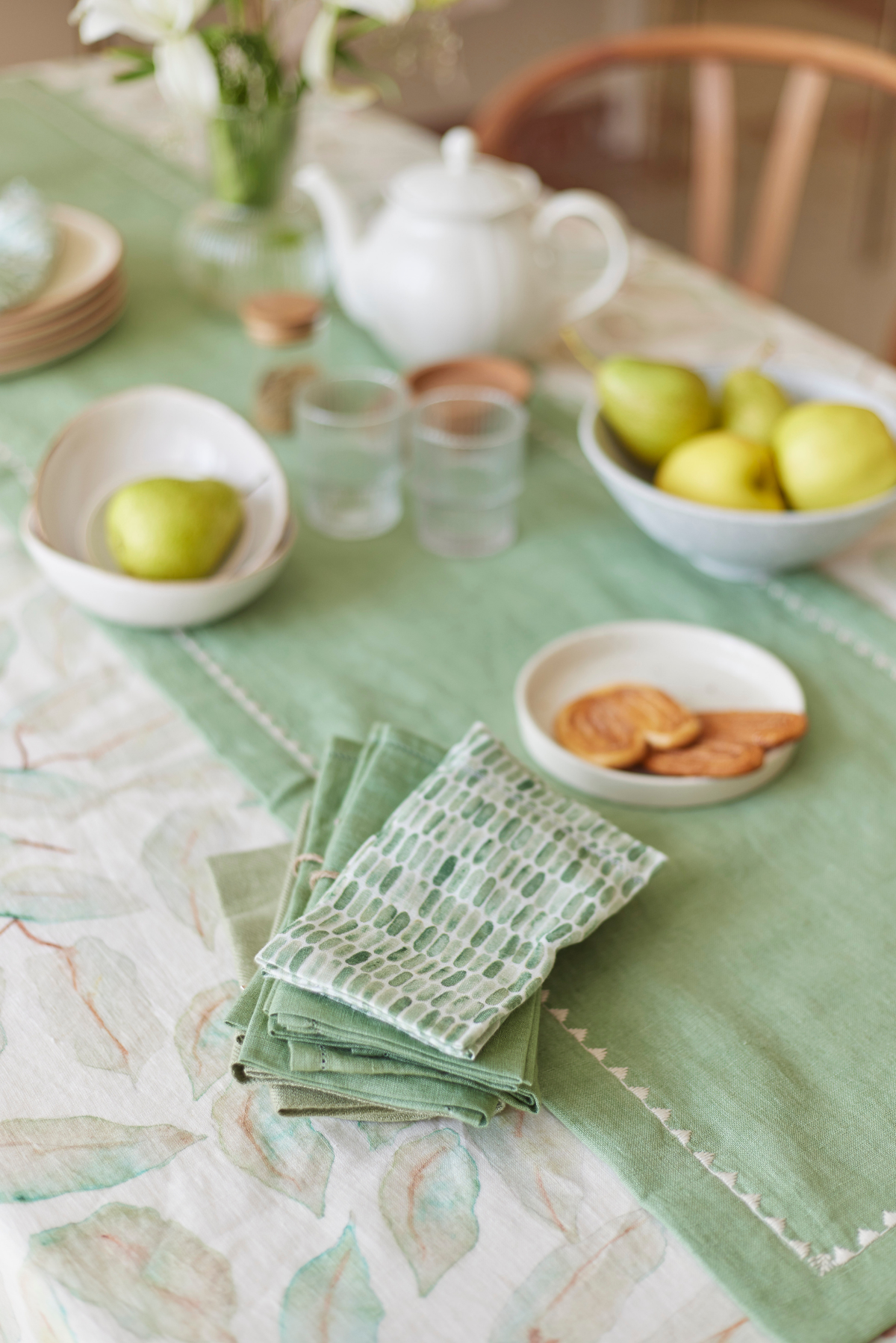 Speckle Green Linen Table Napkins-Set of 2