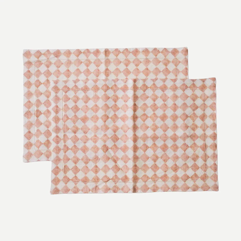Checker Blush Table Mats-Set of 2