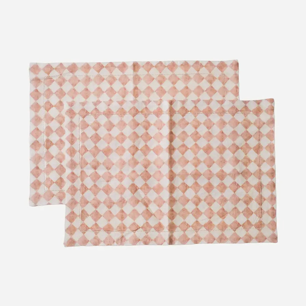 Checker Blush Table Mats-Set of 2 SanctuaryLiving