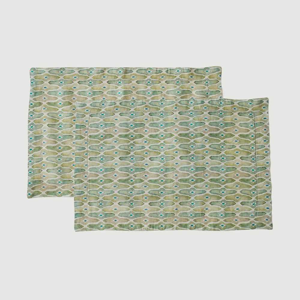 Mosaic Sage Table Mats-Set of 2