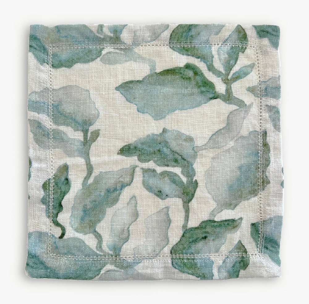 Cascade Teal Linen Cocktail Napkins-Set of 4