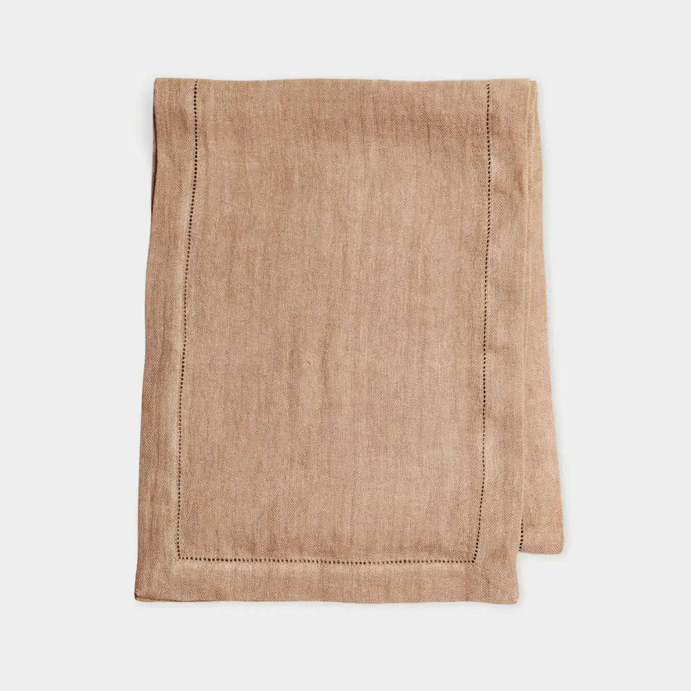 Blush Herringbone Linen Table Runner SanctuaryLiving