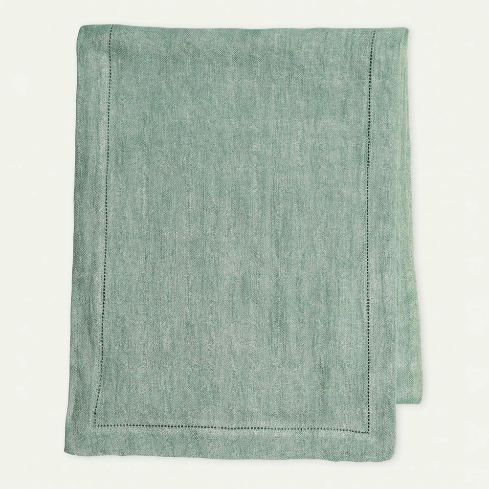 Duck Egg Herringbone Linen Table Runner