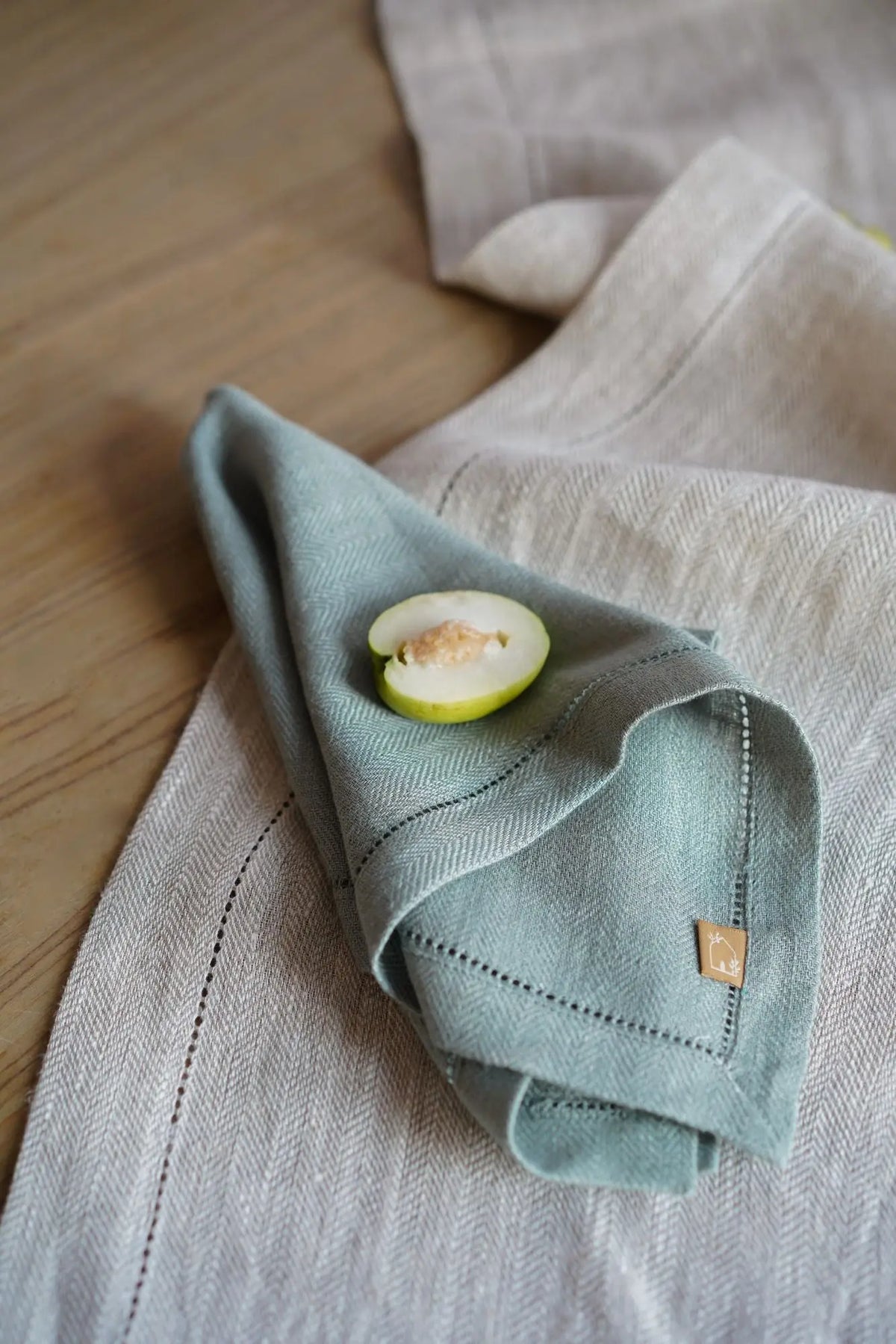 Duck Egg Herringbone Linen Table Napkins-Set of 2 SanctuaryLiving