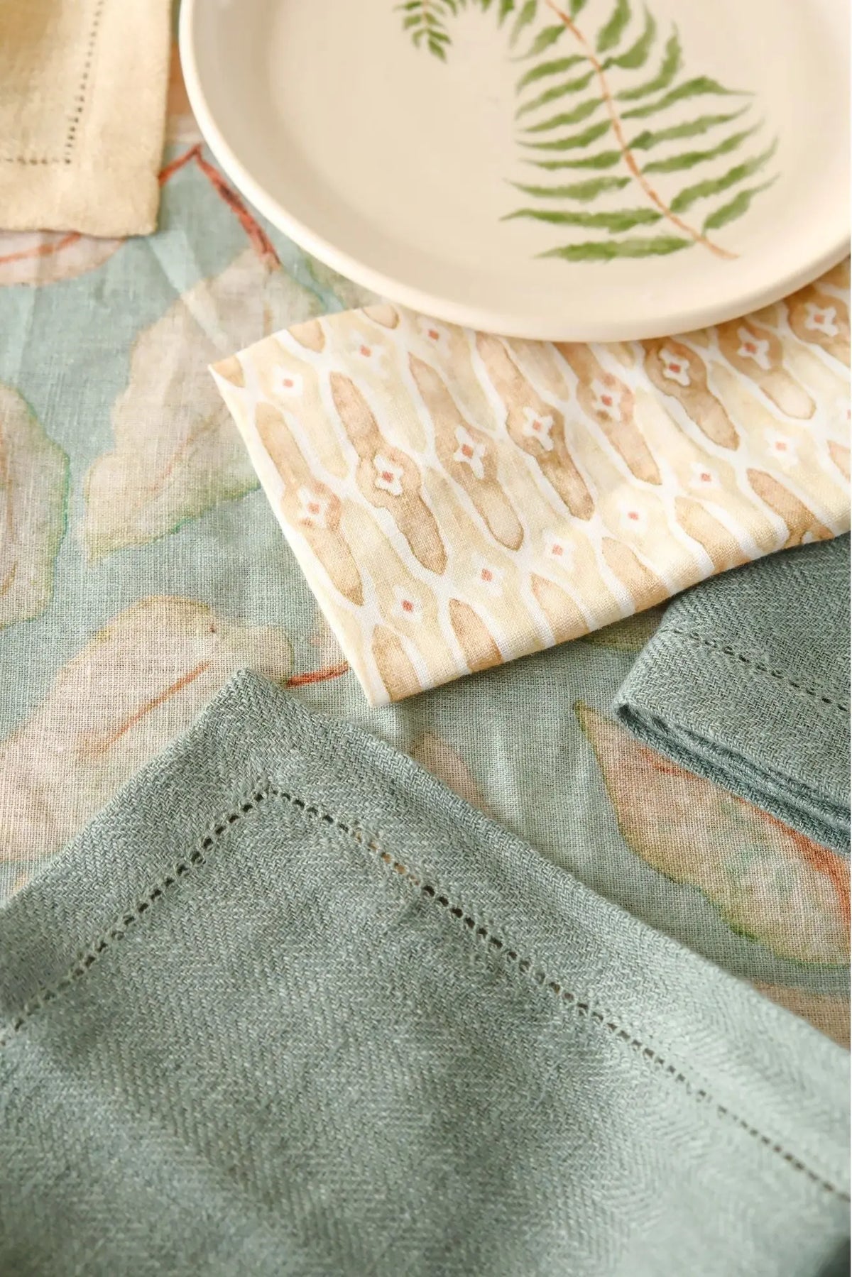 Duck Egg Herringbone Linen Table Napkins-Set of 2 SanctuaryLiving