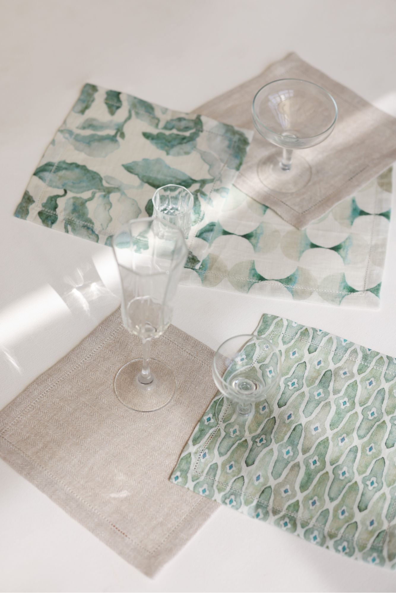 Oatmeal Herringbone Linen Cocktail Napkins-Set of 4