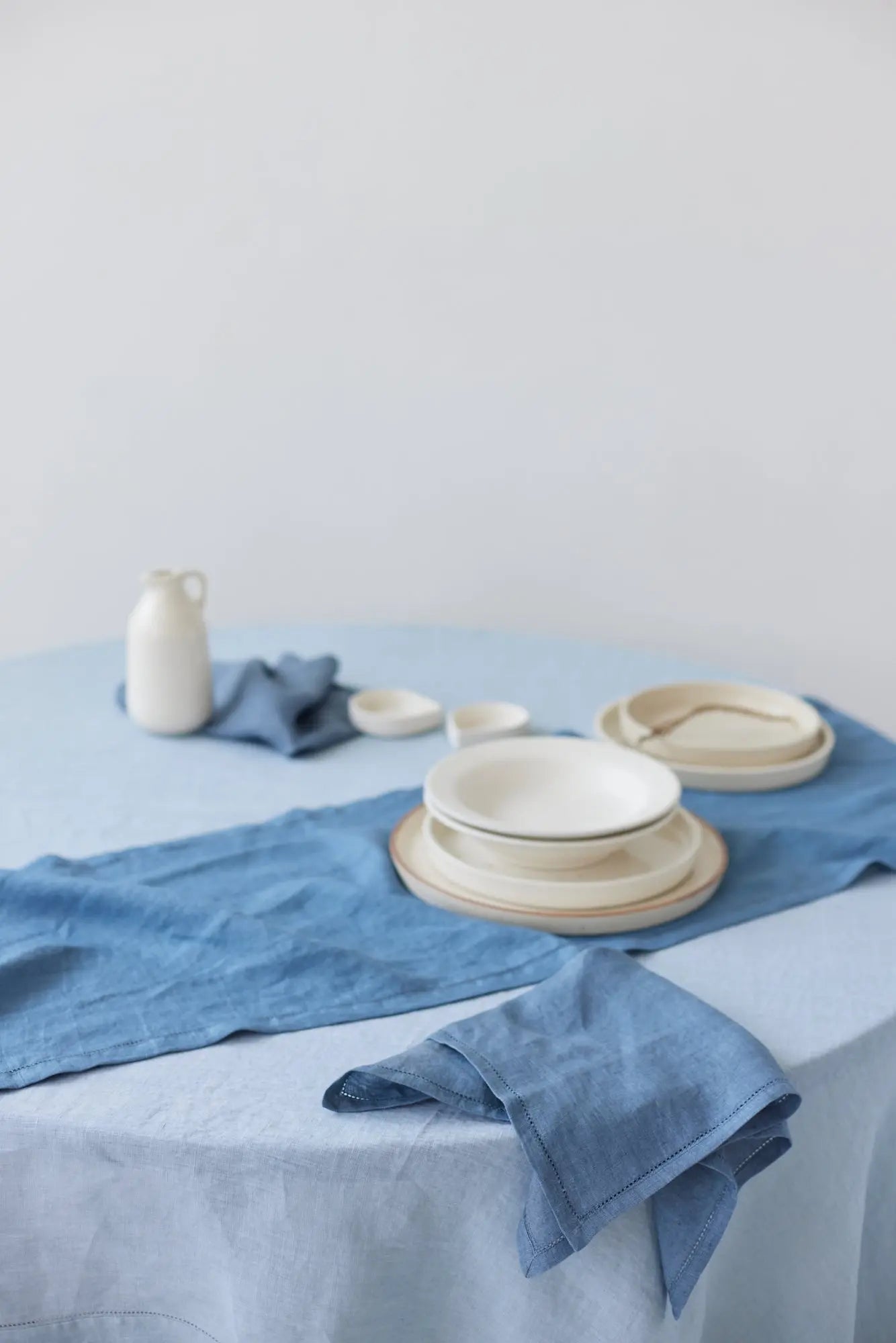 Azure Linen Table Runner SanctuaryLiving