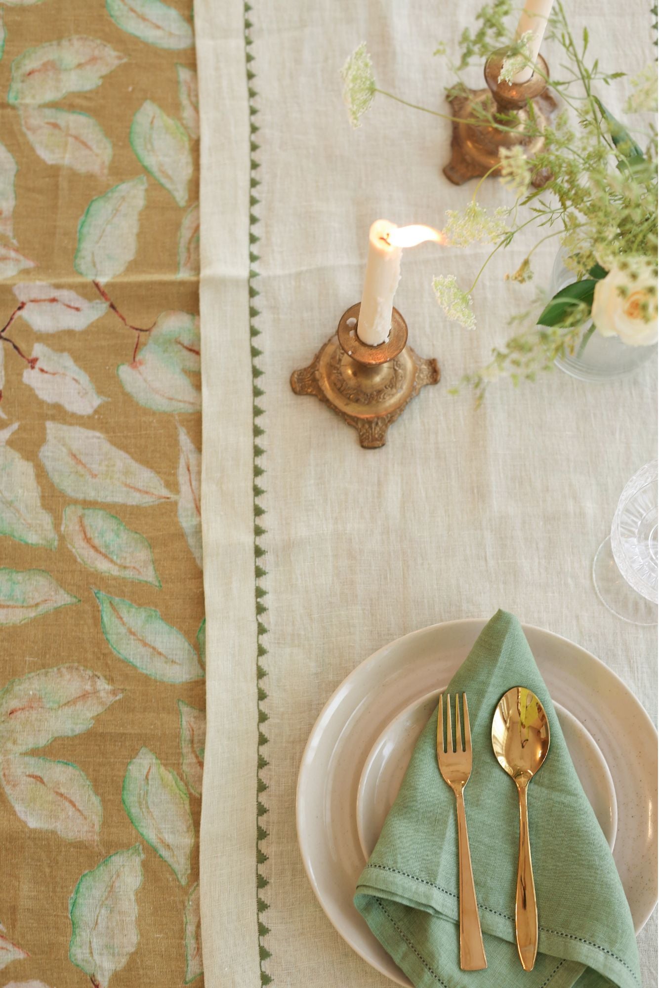 Mirage Pistachio Linen Table Runner