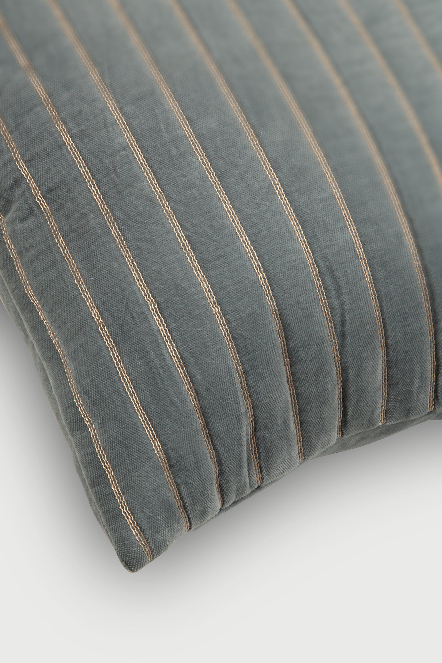 Eden Striped Teal Velvet Cushion Cover