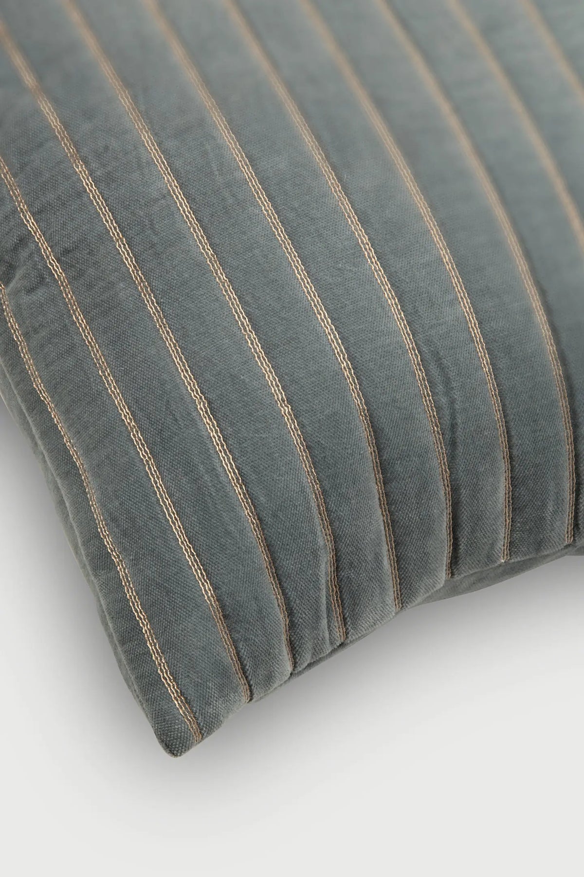 Eden Striped Teal Oblong Velvet Cushion Cover SanctuaryLiving