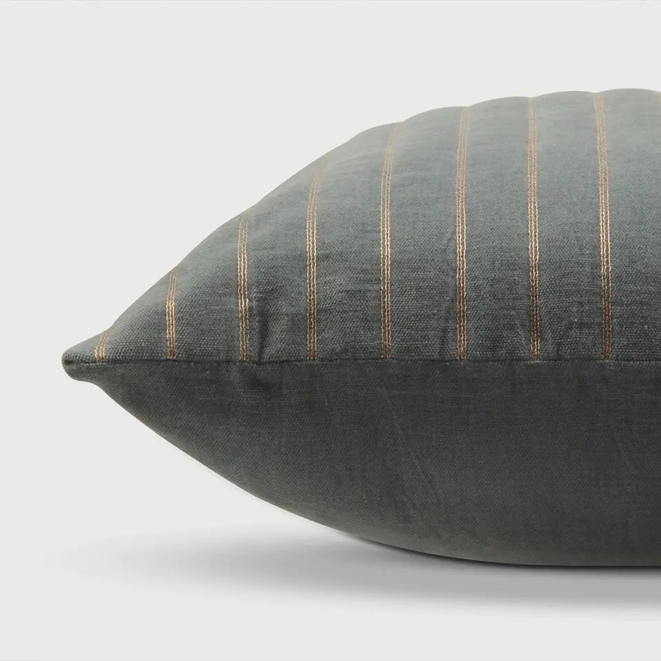 Eden Striped Teal Velvet Cushion Cover SanctuaryLiving